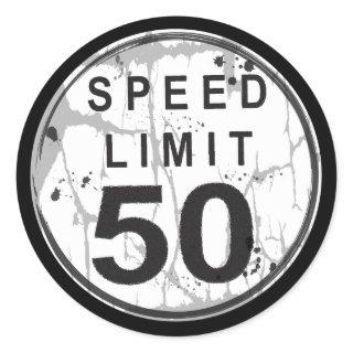 Speed Limit 50 MPH Grungy Sticker