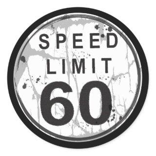 Speed Limit 60 Grungy Sticker