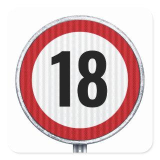 Speed limit road sign with custom age birthday square sticker