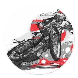 Speedway Flat Track Motorcycle Racer Classic Round Sticker