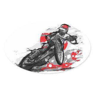 Speedway Flat Track Motorcycle Racer Oval Sticker
