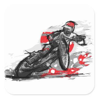 Speedway Flat Track Motorcycle Racer Square Sticker