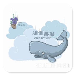 Sperm Whale and Bowl of Petunias Square Sticker