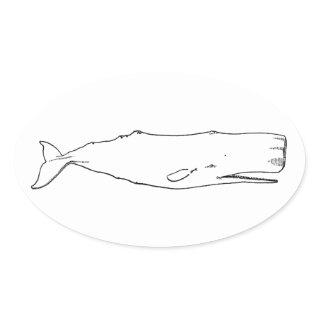 Sperm Whale (line art) Oval Sticker