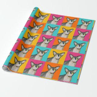 Sphynx Cat Ninja Pop Art Squares Gift
