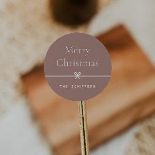 Spice | Modern Bow Simple Minimal Christmas Classic Round Sticker