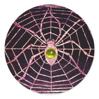 SPIDER AND WEB Yellow Topaz Black Classic Round Sticker