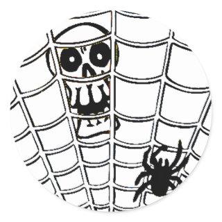 Spider in Web with Skull Classic Round Sticker