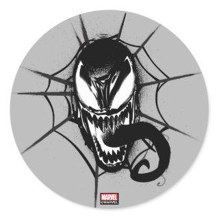 Spider-Man | Venom Head In Web Graphic Classic Round Sticker