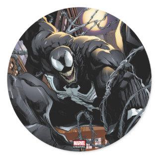 Spider-Man | Venom Web Swinging At Night Classic Round Sticker