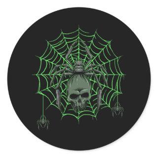 Spider Web Skull Horror Halloween Costume Spiderwe Classic Round Sticker