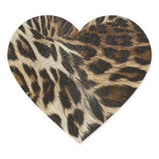 Spiffy Leopard Spots Leather Grain Look Heart Sticker