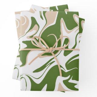 Spill - White, Sand and Palm Green  Sheets