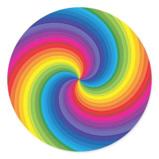 Spiral Rainbow Burst Classic Round Sticker