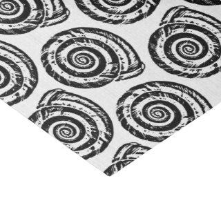 Spiral Seashell Block Print, Black and White Tissue Paper