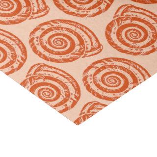 Spiral Seashell Block Print, Coral Orange Tissue Paper