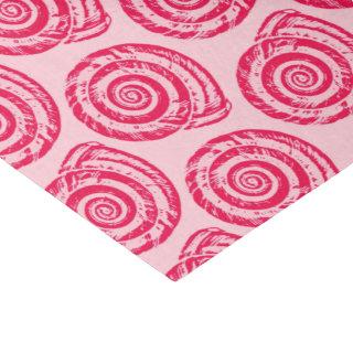 Spiral Seashell Block Print, Coral Pink & Fuchsia Tissue Paper