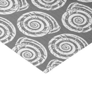 Spiral Seashell Block Print, Gray / Grey and White Tissue Paper