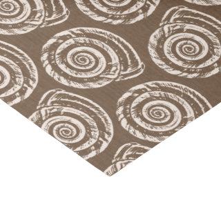 Spiral Seashell Block Print, Taupe Tan and Cream Tissue Paper