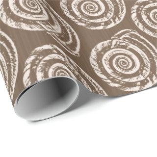 Spiral Seashell Block Print, Taupe Tan and Cream