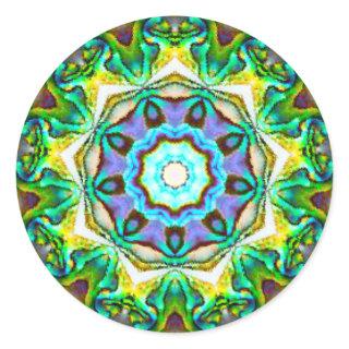 Spiritual Iridescent Paua Shell Fractal Classic Round Sticker