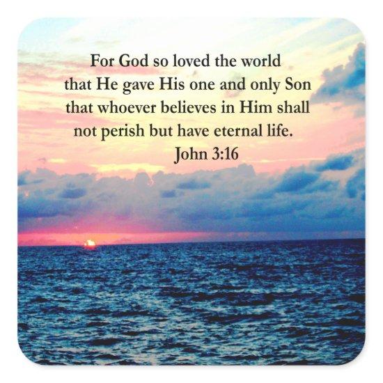 SPIRITUAL JOHN 3:16 PHOTO SQUARE STICKER