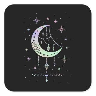 Spiritual Pastel Goth Moon Witchy Square Sticker