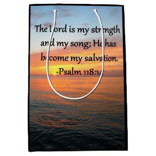 SPIRITUAL PSALM 118:14 SUNRISE PHOTO DESIGN MEDIUM GIFT BAG