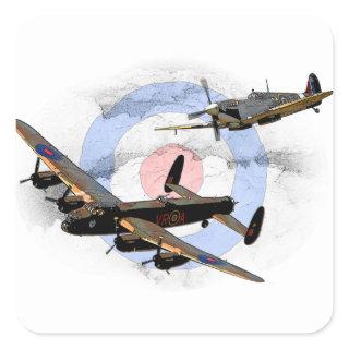 Spitfire and Lancaster Square Sticker