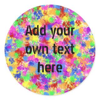 Splatter Paint Rainbow of Bright Color Background Classic Round Sticker