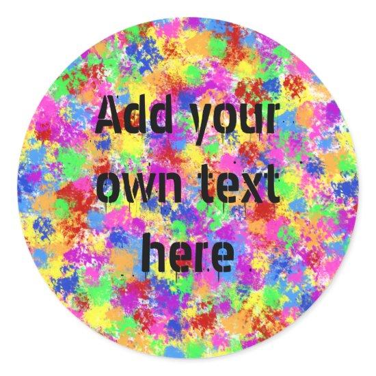 Splatter Paint Rainbow of Bright Color Background Classic Round Sticker