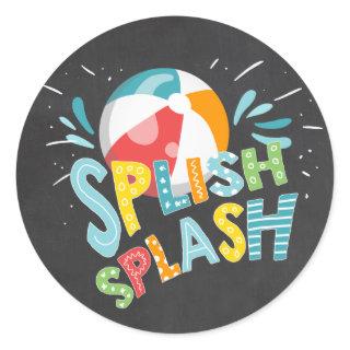 Splish Splash Chalk Pool Party Favor Tag Sticker