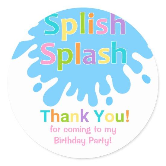 Splish Splash Pool Party Girl Birthday Sticker