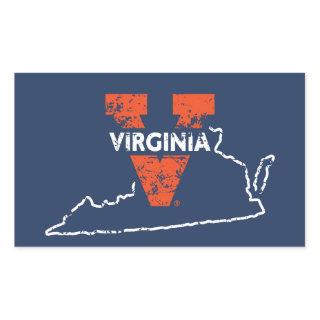 Split V Virginia State Love Rectangular Sticker