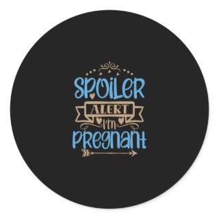 spoiler alert i'm pregnant classic round sticker