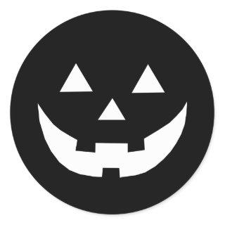 Spooky black Jack o lantern scary funny Halloween Classic Round Sticker