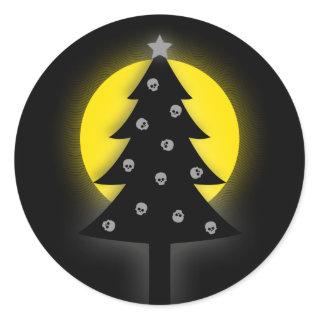 Spooky Christmas Tree Classic Round Sticker