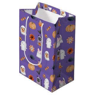 Spooky cute halloween ghost watercolor purple medium gift bag