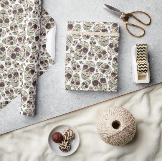 Spooky Day of the Dead Sugar Skulls Pattern