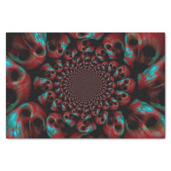 Spooky Gothic Skull Head Red Green Black Abstract Tissue Paper