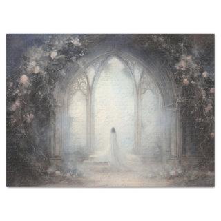 Spooky Halloween Gothic Arch w Bats for Decoupage Tissue Paper