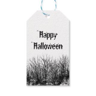 Spooky Halloween Party Gothic Black White   Gift Tags