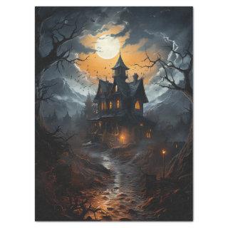 Spooky Haunted House Halloween Decoupage Tissue Paper