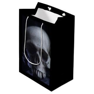 Spooky Human Skull Grim Black White Photography Medium Gift Bag