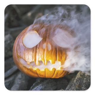 Spooky Jack-o-lantern Square Sticker