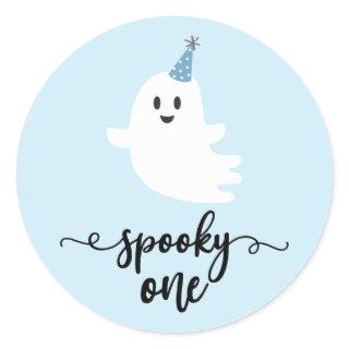 Spooky One Cute Ghost Halloween 1st Birthday Classic Round Sticker