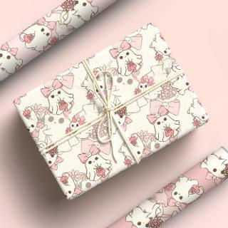 Spooky One Cute Ghost with Pink Bows  Sheets