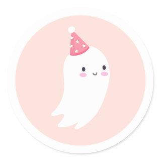 Spooky One Cute Halloween Ghost 1st Birthday Favor Classic Round Sticker