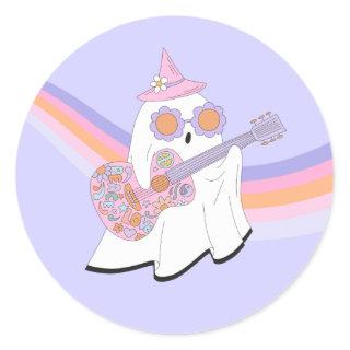 Spooky One Halloween Groovy Ghost 1st Birthday Classic Round Sticker