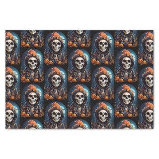 Spooky Skeleton with Evil Pumpkins Pattern Tissue Paper